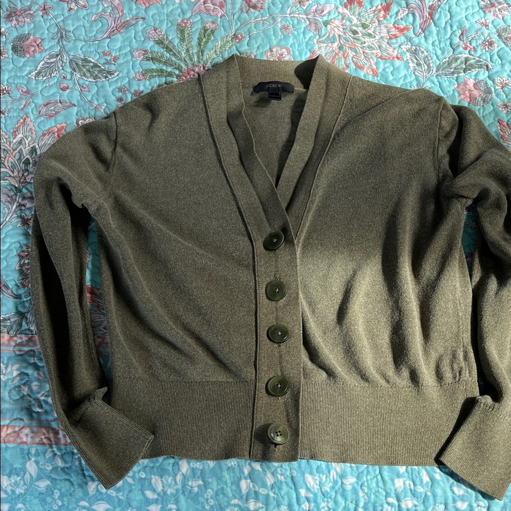 J. Crew Olive Green Cardigan Sweater